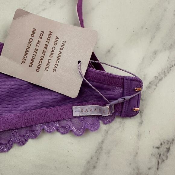 Savage Fenty Womens Balconette Bra Size 34 DD New Purple Lace Sheer - Picture 6 of 7
